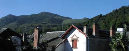 View from the back of the house; Le Monn in the background and Le Bdat closer with the trees.