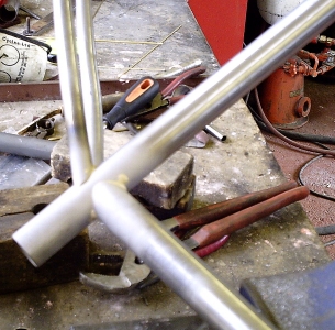 Seat tube brazed and blasted ready for filetting