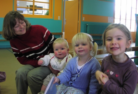 at school with Annabel and her Mum, Liz